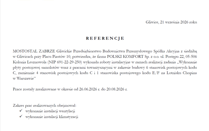 Instalacja Lotnisko w Warszawie